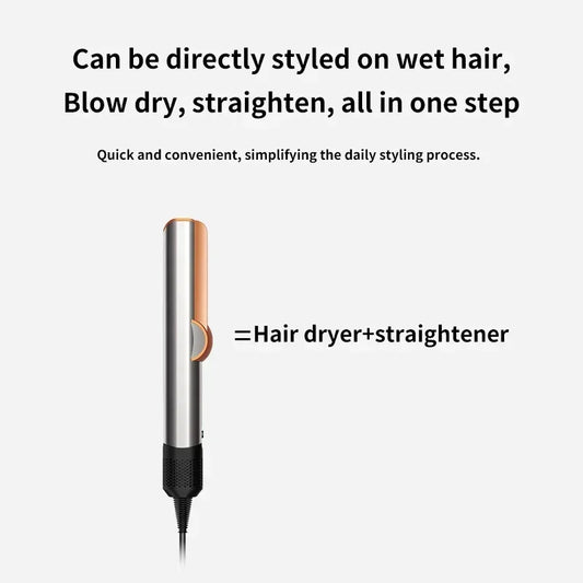 2 IN 1 Professional Hair Straightener & Hair Dryer Heat-Up Hair Flat Iron, Negative Ion Iron Long-Lasting Styling Tool