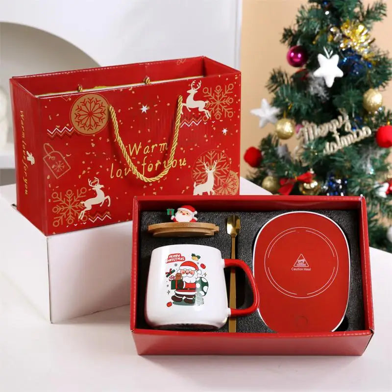 Christmas Ceramic Mug Gift Set – Mug with Lid & Spoon in Premium Holiday Gift Bo