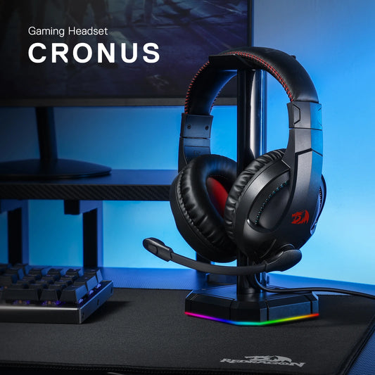 Redragon H211 Cronus White Wired Gaming Headset, Stereo Surround Sound, Noise-Canceling Microphone, Dynamic RGB Backlight,