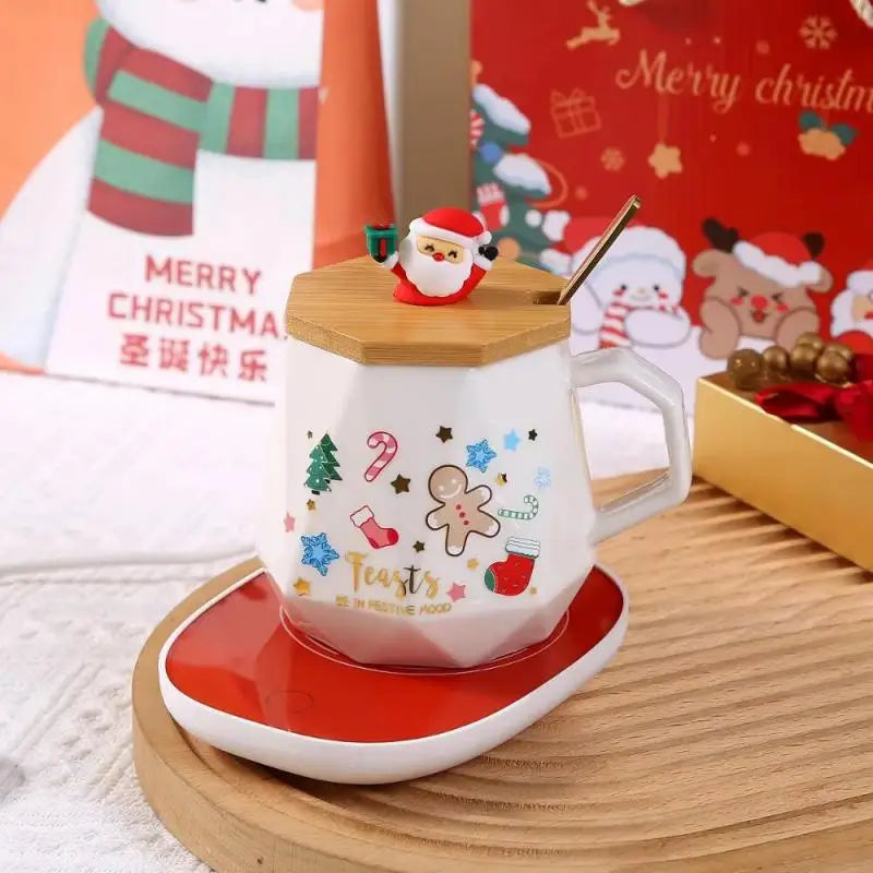 Christmas Ceramic Mug Gift Set – Mug with Lid & Spoon in Premium Holiday Gift Bo