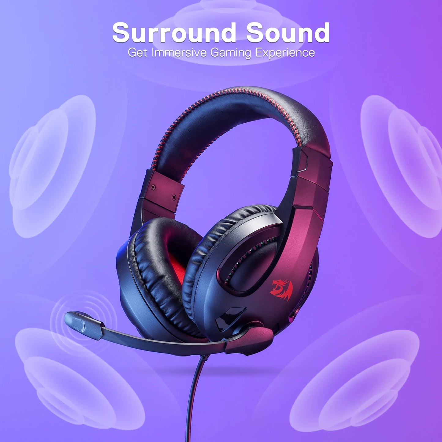 Redragon H211 Cronus Gaming Headset – Surround Sound, Noise-Canceling Mic & RGB Lights
