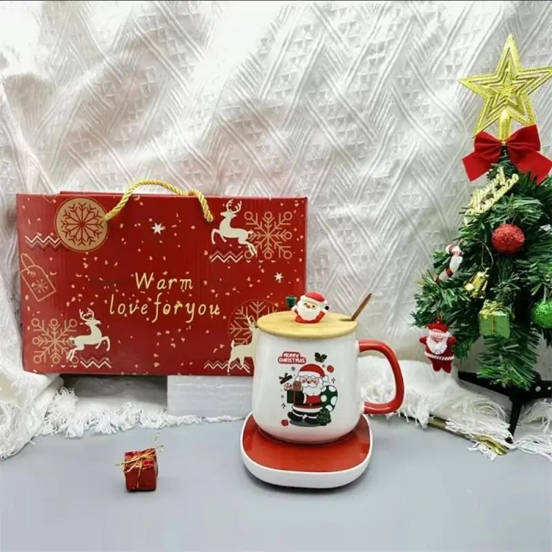 Christmas Ceramic Mug Gift Set – Mug with Lid & Spoon in Premium Holiday Gift Bo