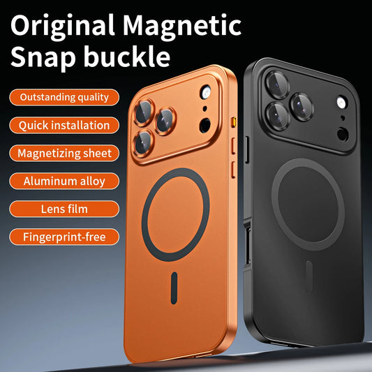Luxurious Aluminium Magnetic Phone Case For iPhone 12 13 14 15 16 17 Pro Max Plus 17 Air Lens Glass Protective Metal Phone Cover