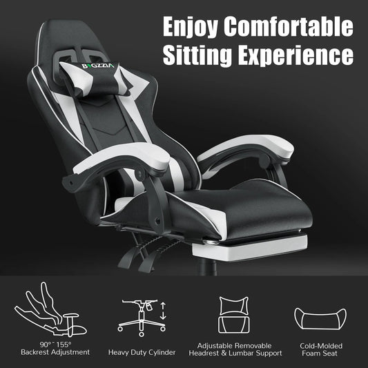 Ergonomic Gaming Chair with Footrest – Adjustable Computer Chair with Lumbar Support & Headrest