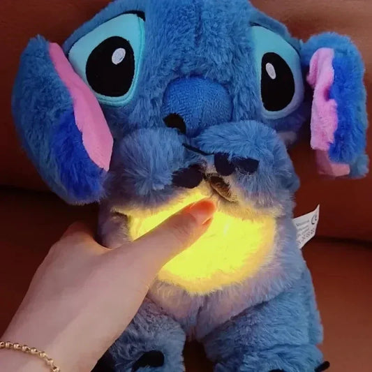 Stitch Breathing Light Plush Toy – Soothing Music & Night Light Sleep Companion for Kids | Cute Anime Soft Doll Gift