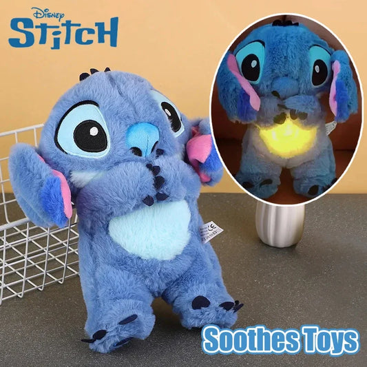 Stitch Breathing Light Plush Toy – Soothing Music & Night Light Sleep Companion for Kids | Cute Anime Soft Doll Gift