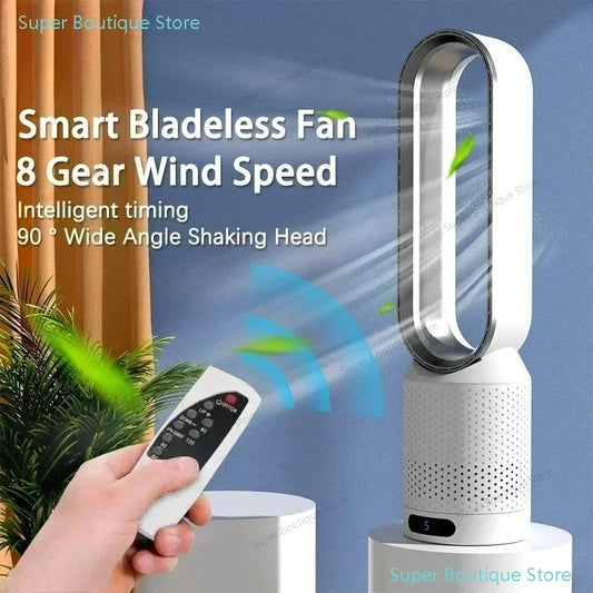 2025 Bladeless Air Circulation Tower Fan – Ultra-Quiet Electric Desk & Floor Fan with 8 Speeds and Air Purification