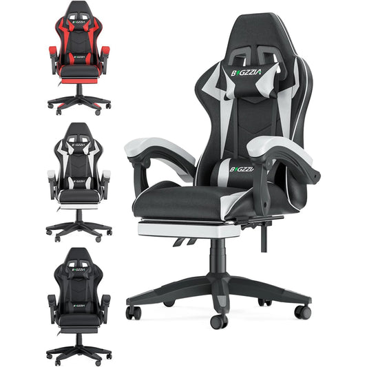 Ergonomic Gaming Chair with Footrest – Adjustable Computer Chair with Lumbar Support & Headrest